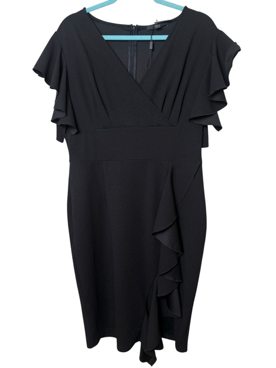 Knitee Dresses & Skirts - Knitee XL Elegant Black Ruffle Wrap-Front Midi Dress